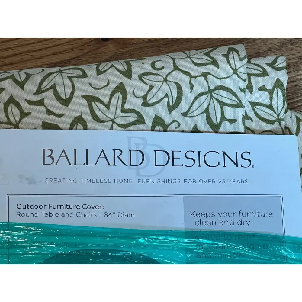 Ballard Designs NEW Leaf Print Outdoor Furniture Cover Round Table & Chairs 84